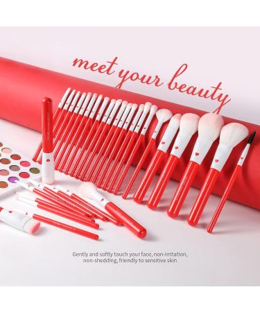 Docolor 32-Piece Professional Makeup Brushes Set - Premium Kabuki Brushes for Foundation, Blending, Contour, and More - Red/White Gift Kit - Buy Online on GoSupps.com