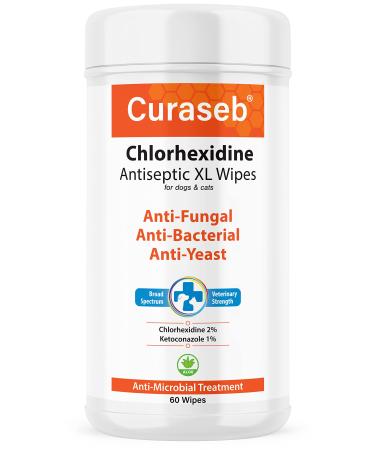 Curaseb Chlorhexidine XL Wipes for Dogs & Cats, Relieves Skin Infections, Hot Spots & Allergies, Veterinary Strength, 60 XL Wipes