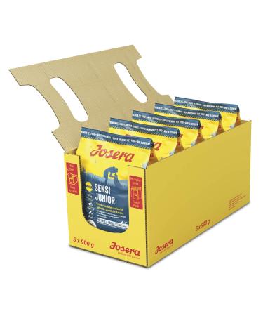 Josera - Dog Food - Pack of 5 x 900 g - Sensi Junior - Duck and Salmon - Food for Adult and Active Dogs - Ideal for sensitive stomachs - Easy digestion