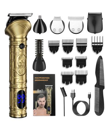 Lanumi Beard Trimmer for Men Professional Hair Clipper Trimmer Body Groomer Trimmer for Nose Ear Facial Hair USB Rechargeable Mustache Trimmer 6 in 1 Gold1