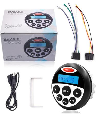 GUZARE Marine Stereo Package | Waterproof Radio with Bluetooth MP3 USB AM FM AUX | 3 Inch x 2 Black Speakers | Black Antenna Included - Buy Online on GoSupps.com