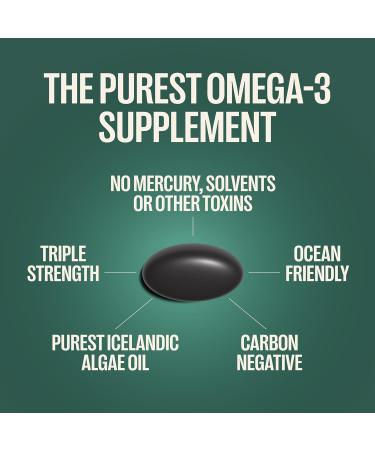 Orlo Vegan Omega 3 Algae Oil 1000mg - Natural Icelandic Nordic Omega-3 EPA & DHA Supplement - Fish Oil & Krill Alternative for Heart & Brain 60 Easy-to-Swallow Burpless Mini Softgels 60 Softgels (1 Pack) - Buy Online on GoSupps.com