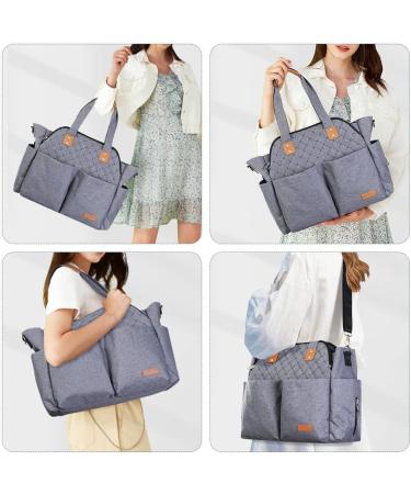 Lekebaby Large Baby Changing Bag - Stylish Nappy Bags for Mom and Dad - Travel Tote with Changing Mat - Quilted Grey - Buy Online on GoSupps.com