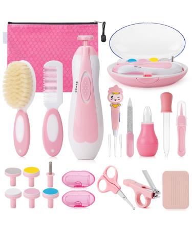Baby Healthcare and Grooming Kit  31 in 1 Baby Electric Nail Trimmer Set  Nursery Care Kit  Newborn Health Care Clean Set for Infant Toddlers Baby Boys Girls Kids Baby Haircut Tools  Baby Shower Gifts Pink