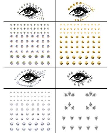 4 Sheets Face Jewels Face Rhinestones Gemstones Silver Face Gems Self-Adhesive Festival Face Gems for Women & Girls Face Jewels Stick on Music Festival Makeup Decorations - Buy Online on GoSupps.com