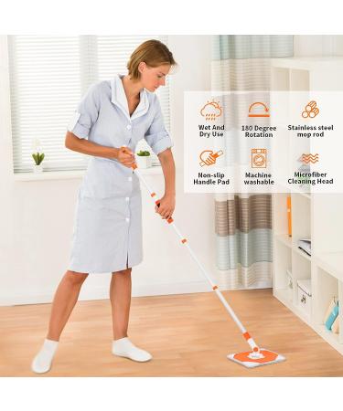 Wall Mop Cleaner with Long Handle | Baseboard Cleaning Tool with Extension Pole | 4 Washable Pads | 54in - Buy Online on GoSupps.com