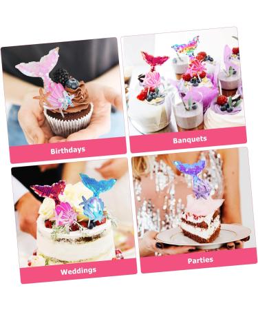 FAVOMOTO 24 Pcs Cake Decoration Girl Birthday Party Supplies Shell Cupcake Toppers Toothpick Mermaid Cake Ocean Decor Mermaid Cupcake Toppers for Girls Sea Decor Cloth Happy Birthday Flash - Buy Online on GoSupps.com
