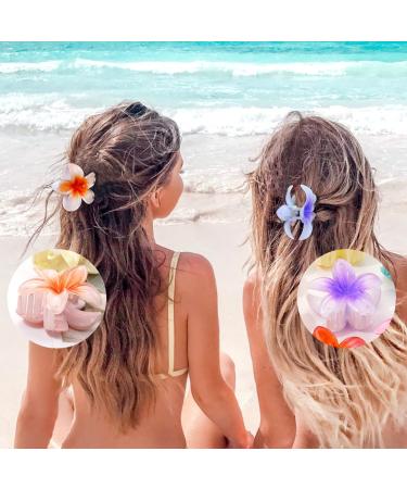 DealEachDay Hawaiian Claw Clips 7PCS Set | Flower Hair Clips for Thick Hair | Large Plumeria & Hibiscus Hair Accessories for Women - Buy Online on GoSupps.com