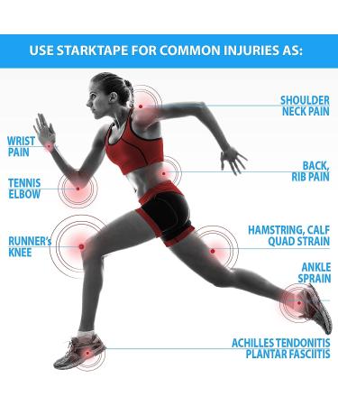 Starktape Pro Synthetic Kinesiology Therapeutic Elastic Sports Tape - Latex-Free, Waterproof, Bulk 2 x 115ft - Easy to Apply, Long-Lasting Support - Buy Online on GoSupps.com
