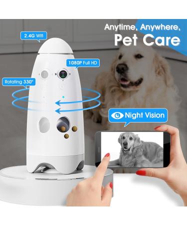 Dog Camera with Treat Tossing Full HD Pet Monitoring Camera 2.4G WiFi App Control 2 Way Audio Night Vision Remote Pet Food Feeder Smart Treat Dispenser for Cats Dogs Better care your pet - Buy Online on GoSupps.com