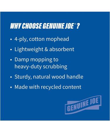 Genuine Joe GJO54201 60 Cotton Wet Mop with Wood Handle - Lightweight - Buy Online on GoSupps.com