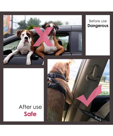 SoftcuteLee Dog Car Seat Belt Headrest Adjustable Dog Car Restraints Leads Pet Seat Belt Dog Safety Seat Belt Strong Leash Leads for any Cars Vehicle Travel Accessories for Pets Cats Dogs - Black - Buy Online on GoSupps.com