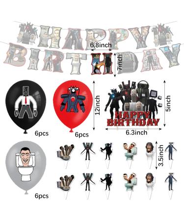 32pcs Skibidi Toilet Birthday Party Decorations Supplies wopin-Skibidi Toilet Theme Party Accessories Include Skibidi Toilet Cake Topper Cupcake Toppers Banner Balloons - Buy Online on GoSupps.com