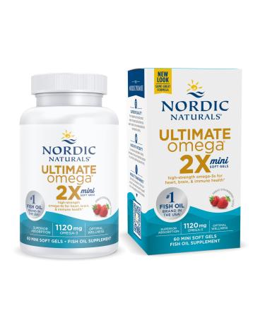Nordic Naturals Ultimate Omega 2X Strawberry 1120 mg 60 Mini Soft Gels