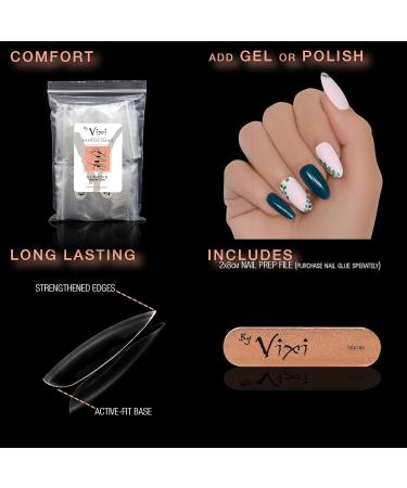 BY VIXI 600 Medium Almond Nails - Full Coverage 10 Sizes Includes Preparation File | Perfect for Professionals & Home Use - Buy Online on GoSupps.com