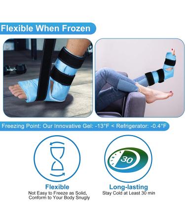 Relief Expert Ankle Foot Ice Pack Wrap - Reusable Gel Cold Pack with Compression Therapy for Achilles Tendonitis & Plantar Fasciitis - Instant Pain Relief - Soft Plush Lining - Blue Medium - Buy Online on GoSupps.com