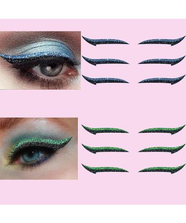 Rosarden 18 Pairs Glitter Stick-on Eyeliner Stickers - Waterproof and Colorful Adhesive Eyeliner Strips in Purple, Pink, Green, Blue - Black Eyeliner Sticker for Eye Makeup - Buy Online on GoSupps.com
