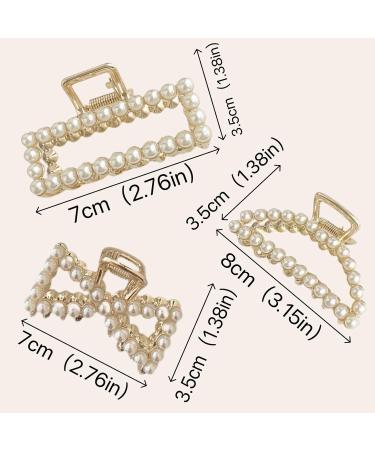 Ypkia Pearls Hair Clip Set | Gold Metal Hair Clips for Women & Girls | Medium-Sized Accessories for Thick & Thin Hair (3 Pieces) - Buy Online on GoSupps.com