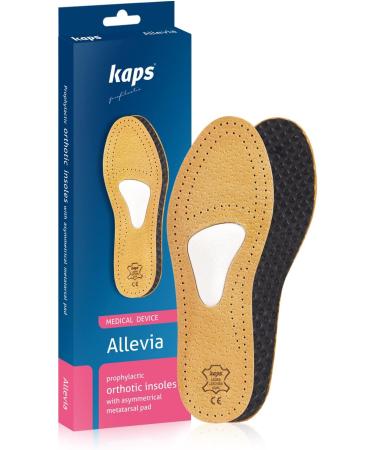 Orthotic Leather Insoles for Morton's Neuroma & Forefoot Pain | Metatarsal Arch Support & Cushion | Kaps Allevia (Women 9 US / Men 7 US / 40 EUR) - Buy Online on GoSupps.com