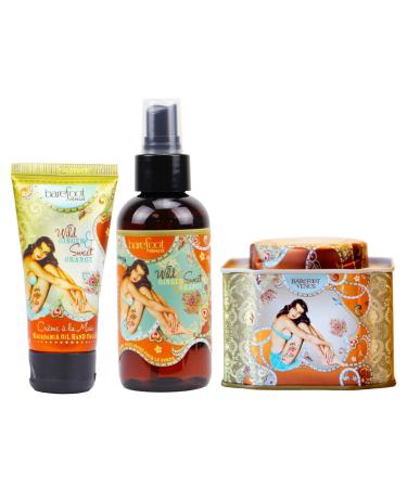 Barefoot Venus Wild Ginger & Sweet Orange 3-Piece Set Bath Soak Hand Cream & Argan Body Oil