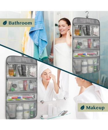 Pavilia Hanging Toiletry Bag | Foldable Travel Organizer for Cosmetics & Jewelry | Water-Resistant | Heather Grey - Buy Online on GoSupps.com