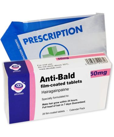 Prank Pill Anti Bald Tablet Box Xmas Gift The Ideal Present for Him Husband Boyfriend Dad Men Uncle Funny Valentines Christmas 40th 50th 60th Secret Santa Birthday Aprils Fools