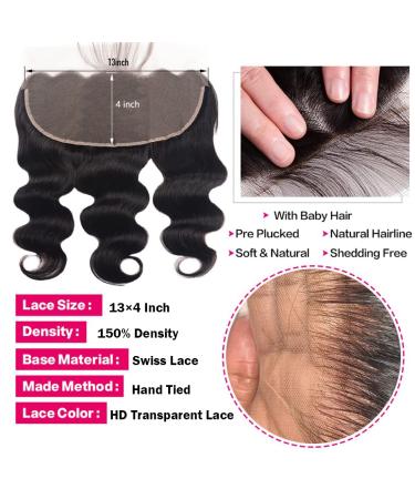 Relena Body Wave Human Hair Bundles with Frontal - 26 28 30 inches + 18 Free Part Closure | 100% Unprocessed Brazilian Virgin Hair Weave - Buy Online on GoSupps.com