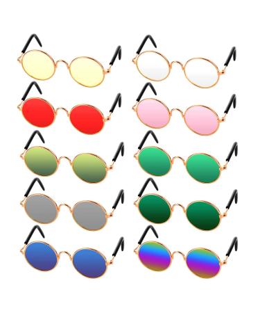 Cyh 10 pieces dogs cats glasses - round pet sunglasses - pet puppy retro pet glasses - fashion funny pet glasses for cats dogs cosplay parties photo requisites