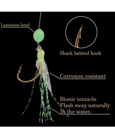 Skipaelf Luminous Sabiki Rig Set - 20 Pack | Surf Fishing Bait Rigs with Sharp Hooks and Shrimp Lure - Buy Online on GoSupps.com
