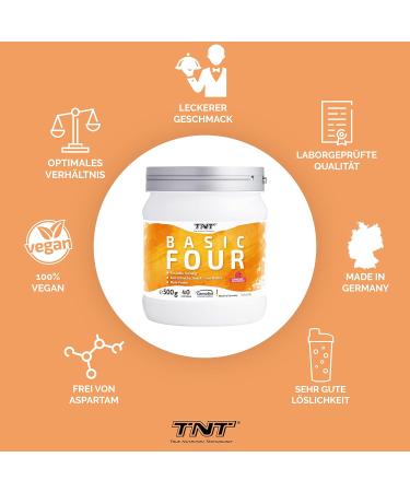 TNT Basic Four Raspberry 500g - Pre Workout Booster with Creapure Creatine Tyrosine & Beta-Alanine | International Shipping Available - Buy Online on GoSupps.com