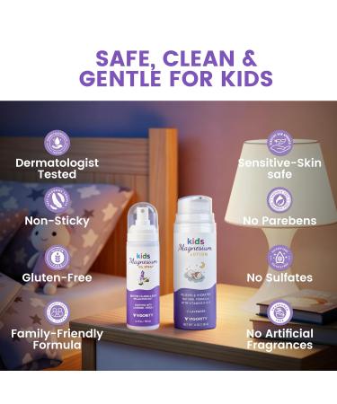 Kids Magnesium Lotion & Magnesium Sleep Spray Set - Calming Lavender Magnesium Oil Spray for Kids Bedtime + Soothing Body Lotion for Nighttime Legs & Feet Comfort Aromatherapy Lavender & Neroli - Buy Online on GoSupps.com