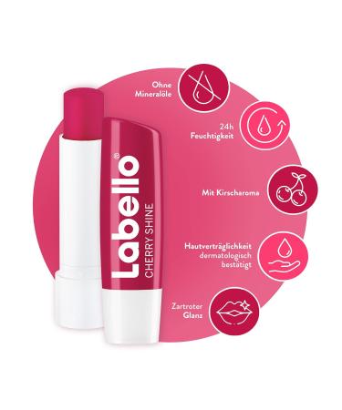 Labello Cherry Shine Lip Care Stick 6-Pack | 4.8g Each | Non-Mineral Oil Red Tint & Cherry Aroma - Buy Online on GoSupps.com