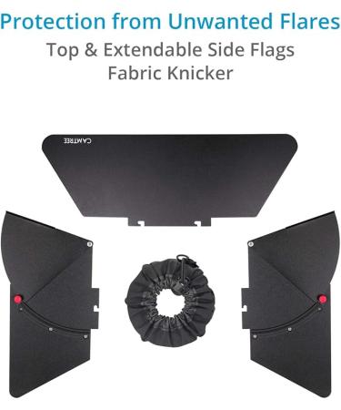 Camshade Video Matte Box for Lenses Upto 105mm Diameter. Top, Extendable Side Flags & Knicker-Complete Protection from Flares. 4x4 Filter Holder, 15mm Rod Adapter & Tool-Less (MB-CMS) - Buy Online on GoSupps.com