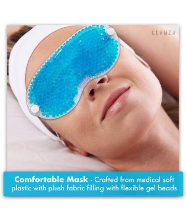 Cooling Eye Mask GLAMZA Reusable Hot Cold Gel Bead Eye Mask for Dark Circles Puffy Eyes Migraine Headache - Blue - Buy Online on GoSupps.com