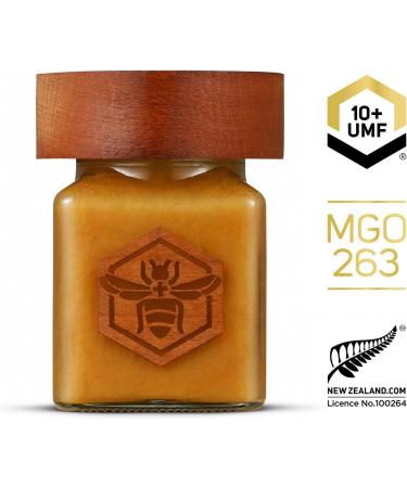 Manuka South Miel de Manuka MGO 263+ (UMF10+) 250g - Certifi Miel de Nouvelle Z lande dans un pot en verre l gant avec couvercle en bois de h tre - brut et naturel - riche en m thylglyoxal - Buy Online on GoSupps.com