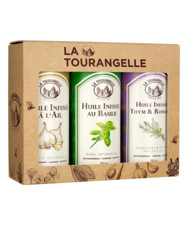 La Tourangelle - Set of 3 Basil Garlic & Thyme & Rosemary Infused Oils Intense Tasty Flavor for Gourmands Lovers of Cooking