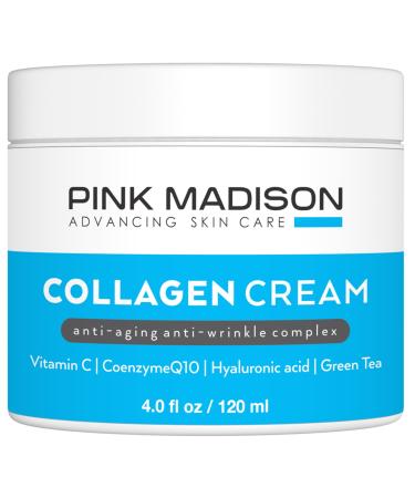 Skin Tightening Collagen Serum Cream with Hyaluronic Acid Anti Aging Face Treatment Fine Lines Wrinkles Men Women 4 Ounce Jar