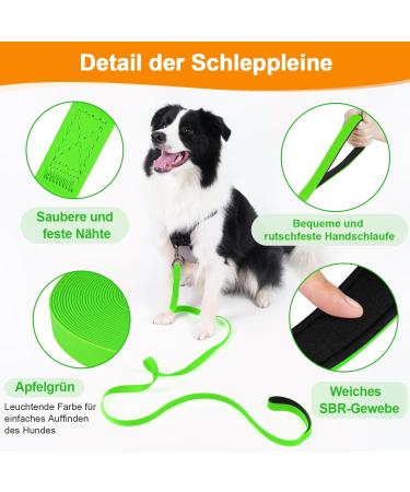 X XBen Waterproof Dog Tow Lines - 10m Rubberized Drag Line with Lockable Carabiner | Durable Leash for Medium Dogs | Training Line with Hand Loop - Apple Green - Buy Online on GoSupps.com