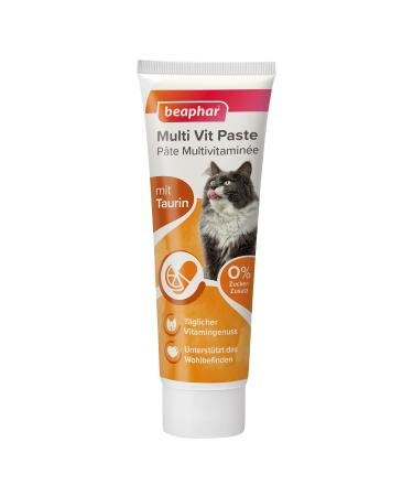 Beaphar - Multi Vit paste - for cats - with taurine biotin omega 3 and 6 - 0% sugar additive - daily vitamin nut - supports well -being - 100 g multi -vitamin 100 gr
