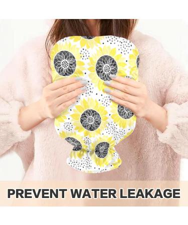 Hot Water Bottle 2L with Lid - Abstract Sunflower & Dots Design for Pain Relief | Perfect Hand & Feet Warmer for Winter - Buy Online on GoSupps.com
