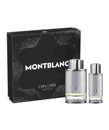MONTBLANC Explorer Platinum Eau de Parfum 2 Piece Set - 3.3 fl. oz. Spray 1.0 fl. oz. Spray - Long Lasting Fragrance with notes of Violet Leaf Clary Sage & Cedarwood - Woody & Ambery