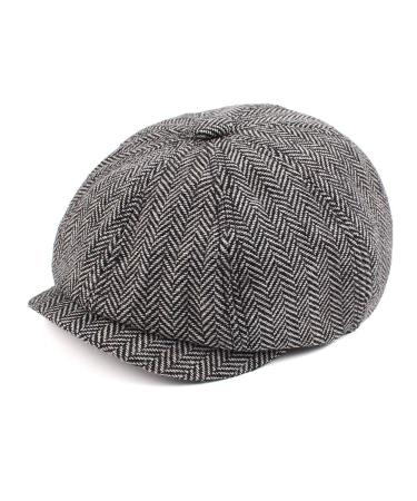 Pesaat Newsboy Caps for Toddler Boys Baby Kids Driver Cap Vintage Tweed Flat Pageboy Hats 2-5 Y 4-7 Years Black