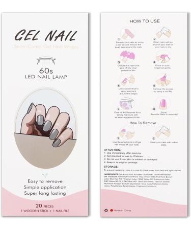 Grey Gel Nail Strips KALEFUL Semi Cured Gel Nail Stickers Nail Art Decoration Design Supplies - Buy Online on GoSupps.com