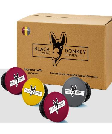 Black Donkey Coffee Roasters - 60 Capsules Compatibles avec le machines Dolce Gusto®* (VARIÉTÉ DE CAFÉ, 60 Capsules, 60 Portions)
