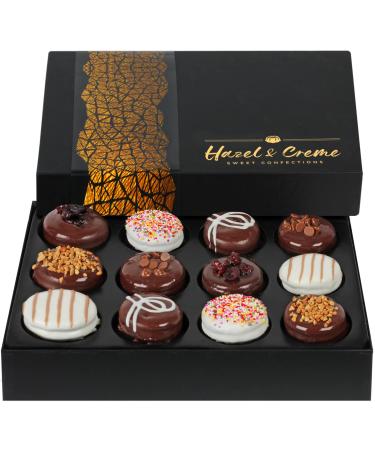 Hazel & Creme Chocolate Cookie Gift Box - Chocolate Covered Cookies Gift Basket - Gourmet Cookie Gift - Food Gift For Him Or Her (Large Box) 12 Count (Pack of 1)