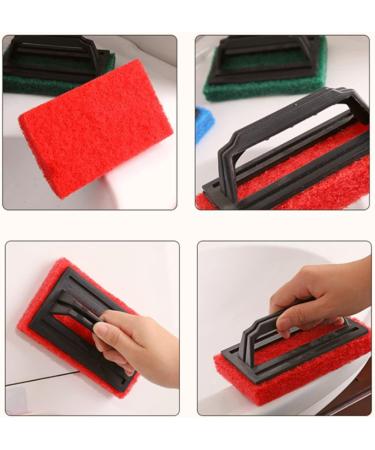 Reusable Scrub Pads Kits Shower Brush Scouring Pads Scrubber with Long Handle Sponges Scrubber Easily to Cleaner Green - Buy Online on GoSupps.com