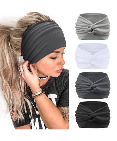 Kavya Wide Headbands For Women's Hair Soft Headband Head Bands Adult Women Elastic Head Band Knotted Hairbands Fashion Hair Accessories For Women (Grey)