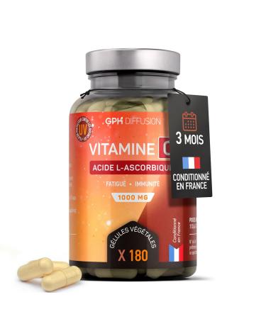 Vitamine C 1000mg - 180 g lules v g tales - Acide L-Ascorbique - Fatigue D fense Naturel Syst me Nerveux