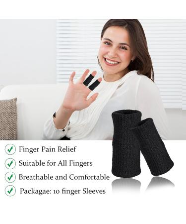 10-Piece Finger Protection Bandages for Injury Relief - Stretchy Black Finger Support for Arthritis & Swelling | Ednyzakrn - Buy Online on GoSupps.com