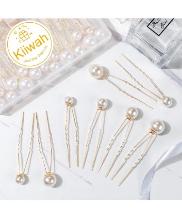 Kiiwah 32-Piece Pearl Hair Pins - Bridal U-Shaped Accessories for Weddings Proms & Parties - 4 Sizes - Gold - Buy Online on GoSupps.com